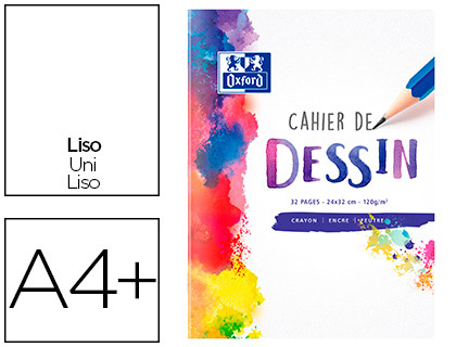 CAHIER DESSIN OXFORD COUVERTURE POLYPROPYLNE A4+ 24X32CM 32 PAGES 120G