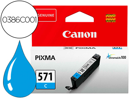 CARTOUCHE CANON JET D'ENCRE 0386C001-CLI-571C COULEUR CYAN