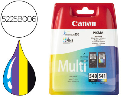 CARTOUCHE CANON JET D'ENCRE PACK PG-540 + CL-541 NOIR ET COULEURS 180P