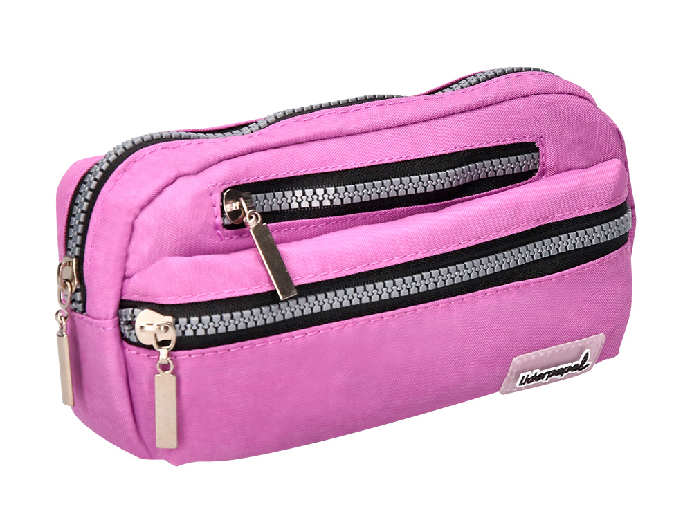 TROUSSE SCOLAIRE LIDERPAPEL LARGE OVALE 3 COMPARTIMENTS     195X40X100MM COLORIS VIOLE    T