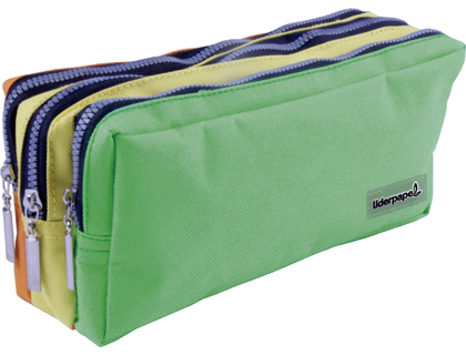 TROUSSE SCOLAIRE LIDERPAPEL LARGE RECTANGULAIRE 3 COMPARTIMENT 195X70X80 MM TRICOLORE