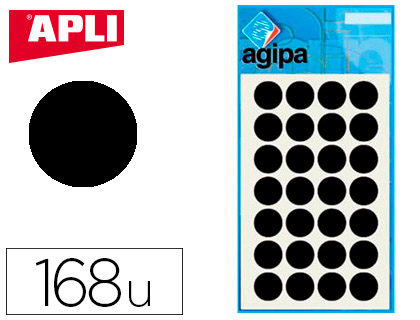 PASTILLE ADHSIVE APLI AGIPA DIAMTRE 15MM PERMANENTE COLORIS NOIR POCHETTE 168 UNITS