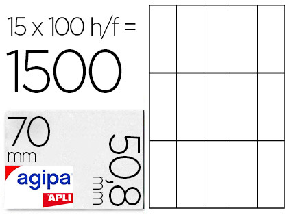 TIQUETTE ADHSIVE APLI AGIPA MULTI-USAGE 70X50.8MM TOUTE IMPRIMANTE BOTE 1500 UNITS