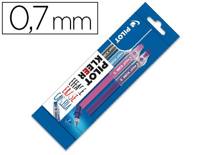 STYLO-BILLE PILOT KLEER ENCRE EFFAABLE POINTE 0.7MM COLORIS ASSORTIS NOIR/TURQUOISE/ROSE/VIOLET POCHETTE DE 4 UNITS