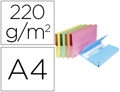 CHEMISE EXACOMPTA SUPER PASTEL POCHETTE CARTE NEUVE RABAT 210G COLORIS ASSORTIS LOT 50 UNITS
