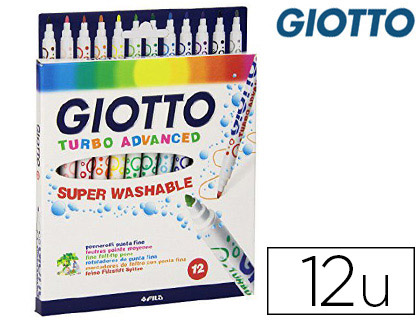 FEUTRE COLORIAGE GIOTTO TURBO ADVANCED CAPUCHON VENTIL POINTE FINE ENCRE BASE EAU COLO   RIS ASSORTIS TUI 12 UNITS
