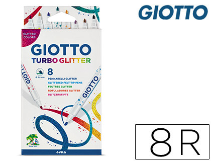 FEUTRE COLORIAGE GIOTTO TURBO GLITTER CAPUCHON VENTIL POINTE MOYENNE ENCRE PAILLETE BASE EAU COLORIS ASSORTIS TUI 8U