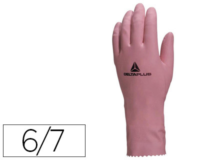 GANT MNAGE DELTAPLUS LATEX FLOQU LONGUEUR 30CM PAISSEUR 0.38MM COLORIS ROSE TAILLE 6/7 PAIRE