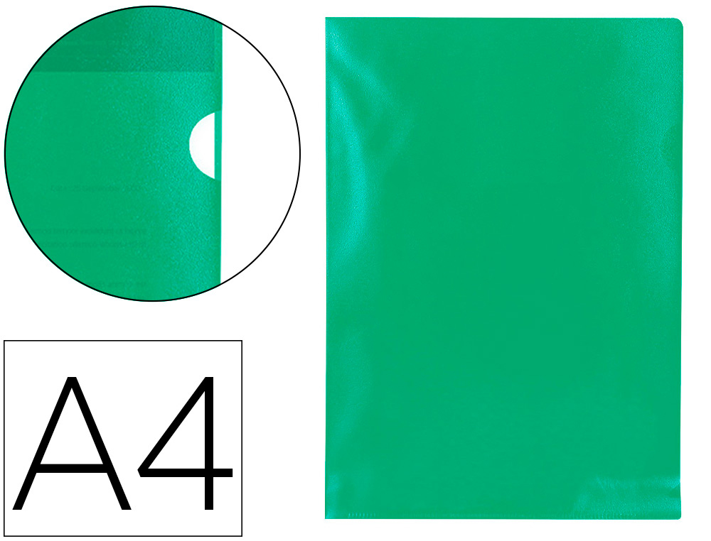 POCHETTE COIN Q-CONNECT POLYPROPYLNE GRAIN CONOMIQUE 12/100E COLORIS VERT TRANSPARENT BOTE 100 UNITS