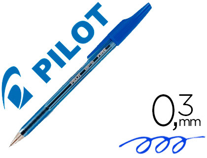 STYLO-BILLE PILOT BP-S CRITURE FINE 0.3MM ENCRE DOUCE POINTE INDFORMABLE RECHARGEABLE CORPS TRANSLUCIDE COLORIS BLEU