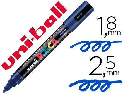 MARQUEUR POSCA PC5M GOUACHE ENCRE INODORE TOUTES SURFACES POINTE MOYENNE CONIQUE COULEUR OPAQUE COUVRANTE BLEU FONC