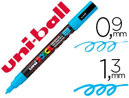 MARQUEUR POSCA PC3M GOUACHE ENCRE INODORE TOUTES SURFACES POINTE FINE CONIQUE COULEUR OPAQUE COUVRANTE BLEU CLAIR
