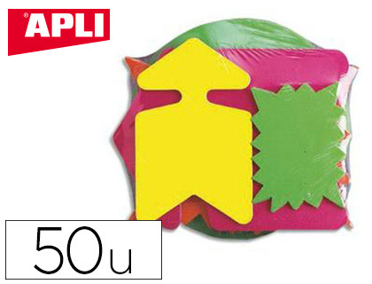 TIQUETTE AFFICHAGE APLI AGIPA CLAT NON EFFAABLE 80X120MM CARTON FLUO 780G ASSORTIMENT JAUNE/ORANGE LOT 50 UNITS