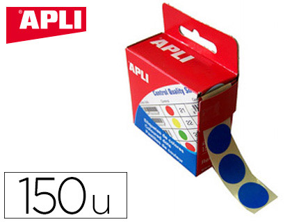 PASTILLE ADHSIVE APLI AGIPA DIAMTRE 15MM PERMANENTE COLORIS BLEU BOTE 150 UNITS