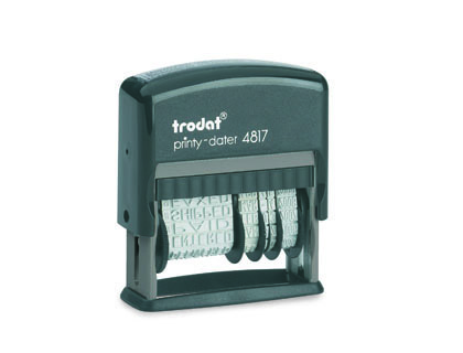 TAMPON DATEUR TRODAT 4817 11 FORMULES AU CHOIX MINI DATE 3.8MM ENCRAGE AUTOMATIQUE RECHARGEABLE 47X4MM COLORIS NOIR