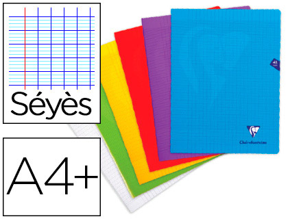 CAHIER PIQU CLAIREFONTAINE MIMESYS COUVERTURE POLYPROPYLNE A4+ 24X32CM 48 PAGES 90G RGLURE SYS COLORIS ASSORTIS