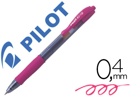 ROLLER PILOT G2 7 FUN ECRITURE MOYENNE 0.4MM ENCRE GEL RETRACTABLE CORPS TRANSLUCIDE GRIP CAOUTCHOUC COULEUR ROSE