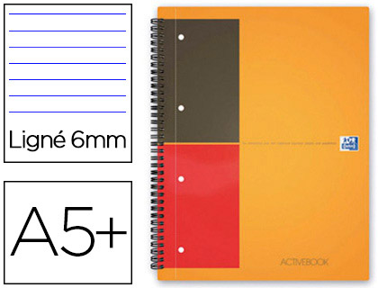 CAHIER OXFORD ACTIVEBOOK RELIURE INTGRALE B5 17,6X25CM 160 PAGES 80G LIGN