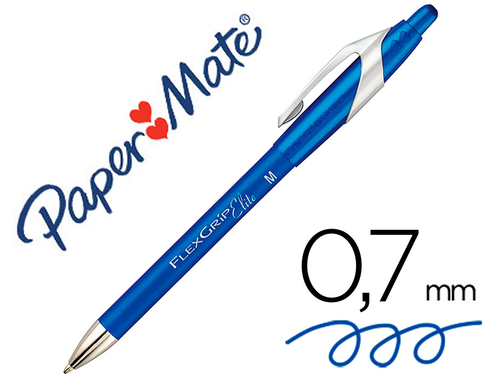 STYLO-BILLE PAPER MATE FLEXGRIP RETRACTABLE ENCRE    GEL POINTE 0.7MM COULEUR BLEU
