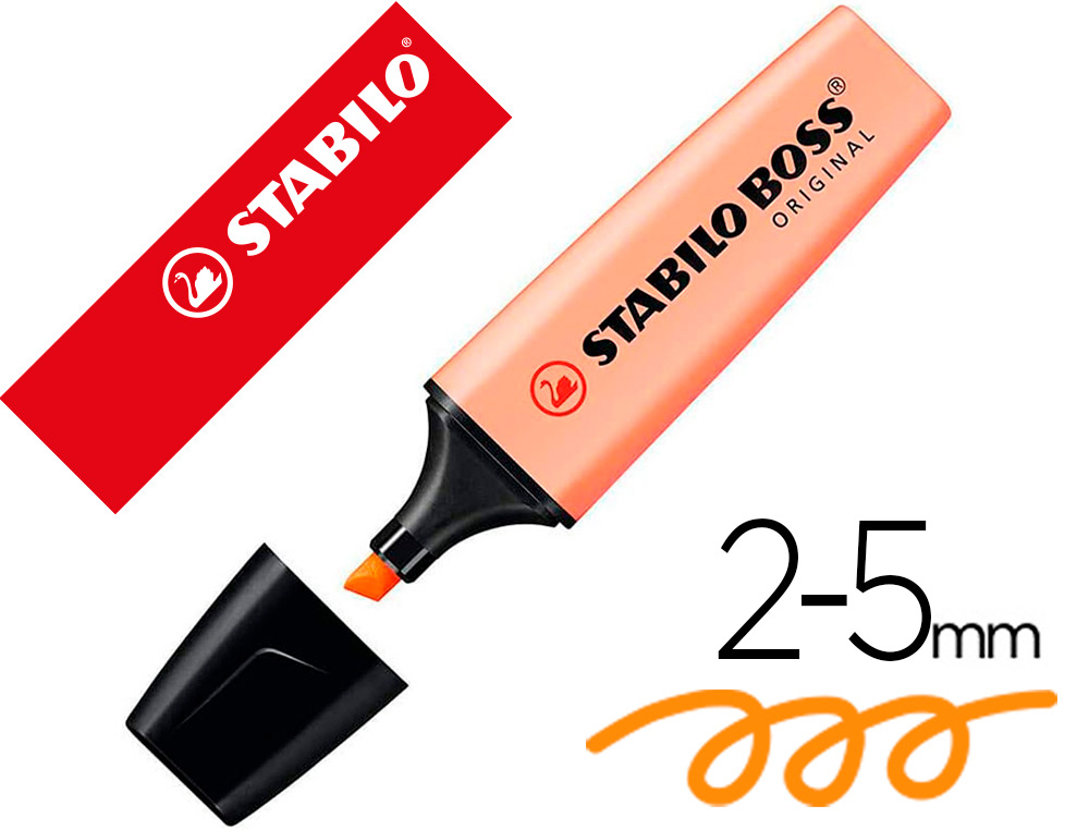 SURLIGNEUR STABILO BOSS ORIGINAL PASTEL ENCRE BASE    EAU POINTE BISEAUTEE LARGEUR  TRACE 2/5MM COLORIS SORBET