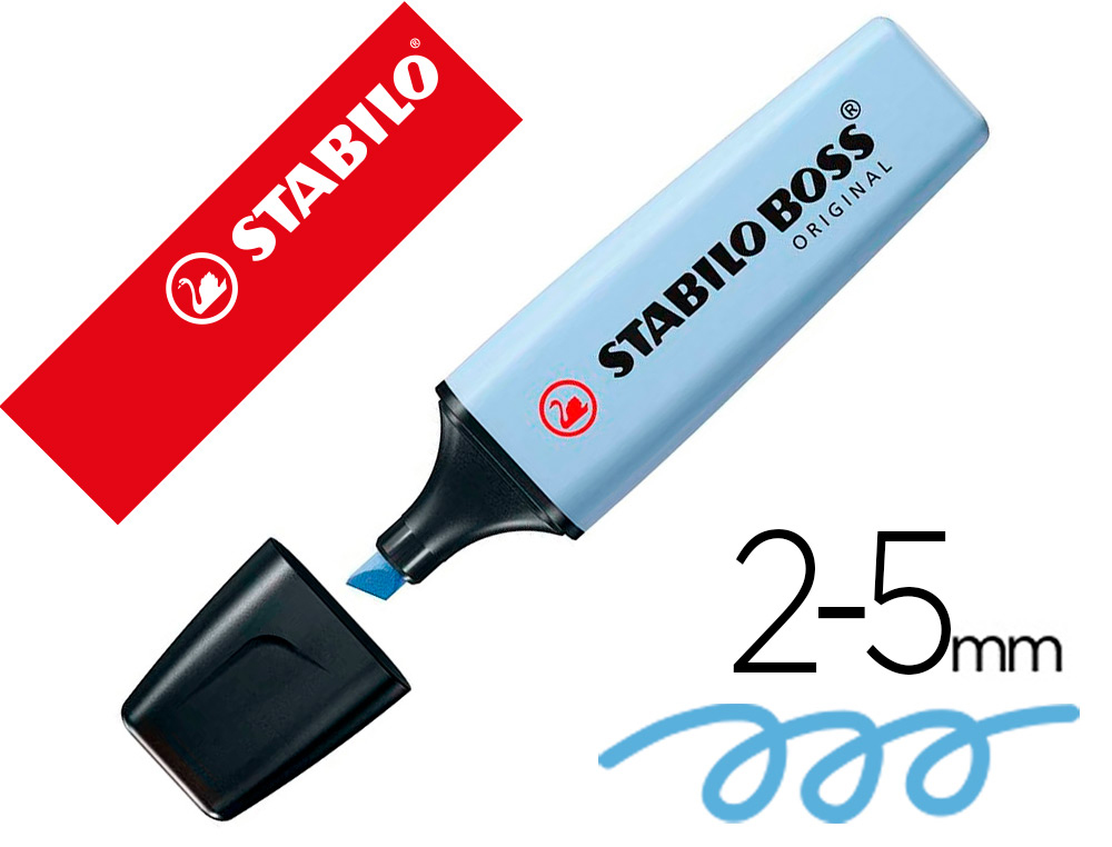 SURLIGNEUR STABILO BOSS ORIGINAL PASTEL ENCRE BASE    EAU POINTE BISEAUTEE LARGEUR  TRACE 2/5MM COLORIS FRAICHEUR