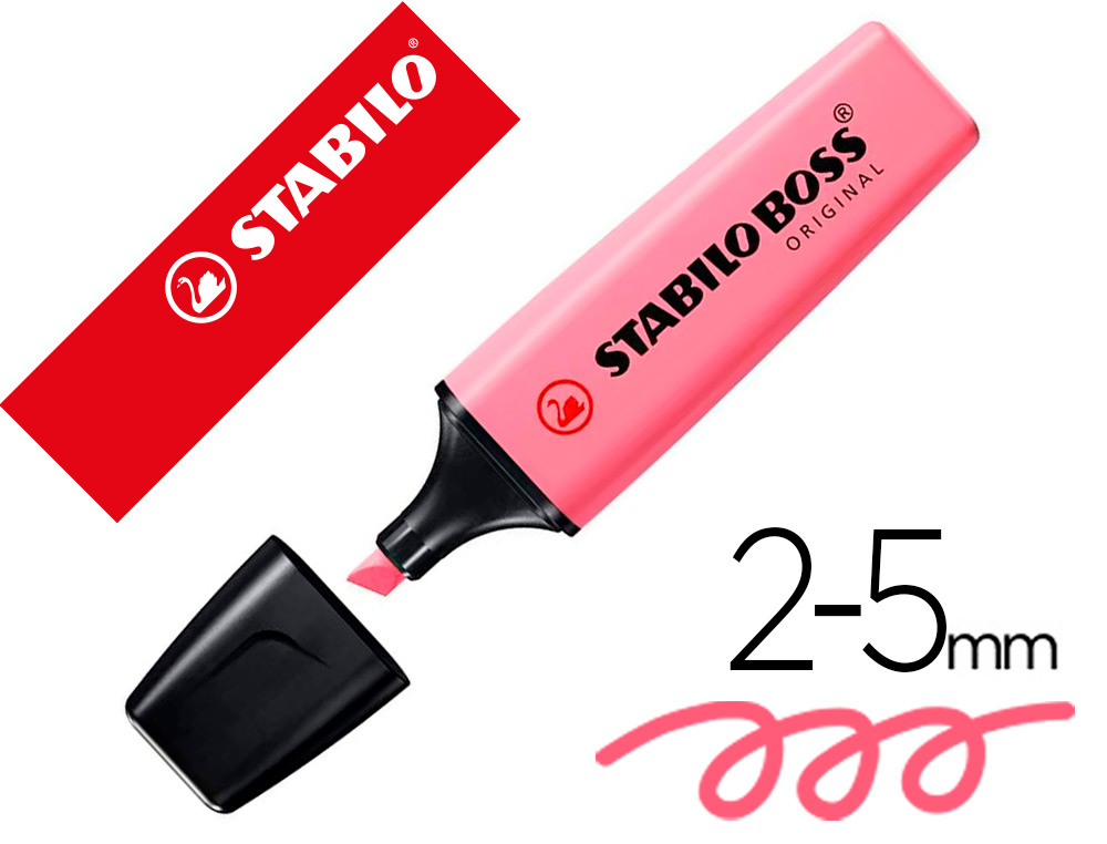 SURLIGNEUR STABILO BOSS ORIGINAL PASTEL ENCRE BASE    EAU POINTE BISEAUTEE LARGEUR  TRACE 2/5MM COLORIS MAUVE