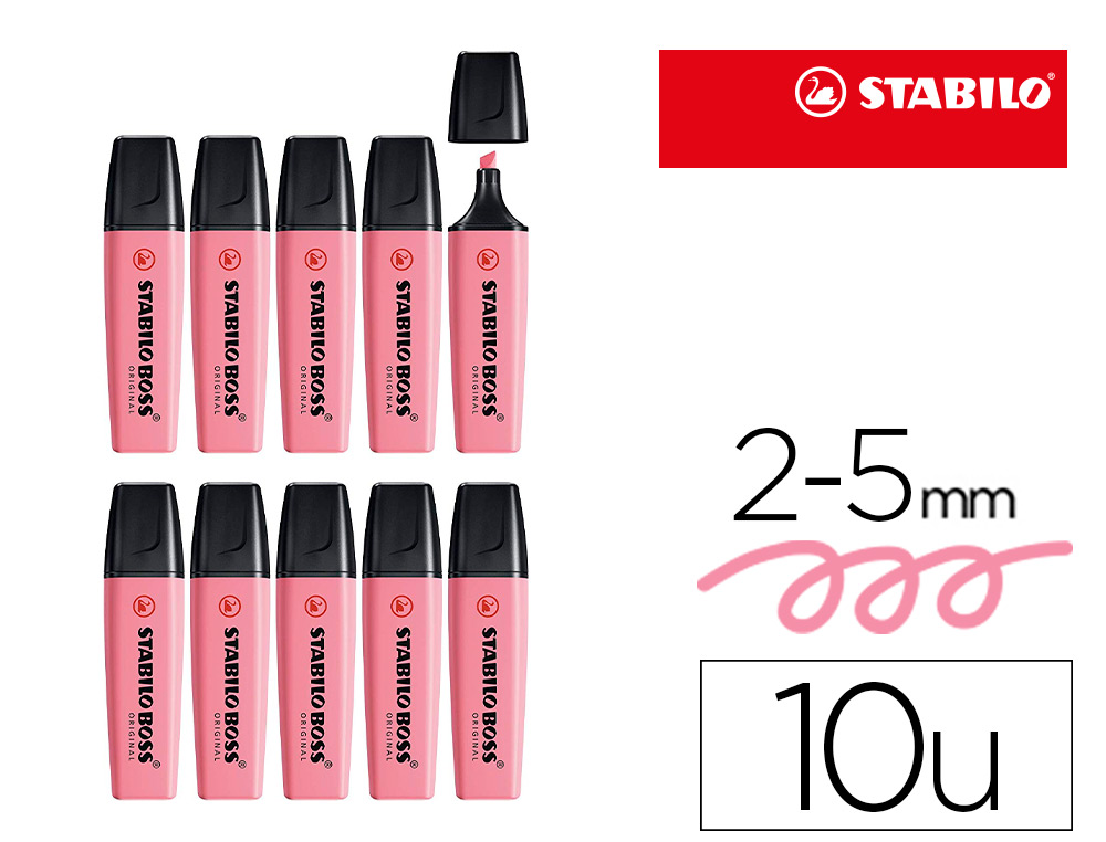 SURLIGNEUR STABILO BOSS ORIGINAL PASTEL ENCRE BASE    EAU POINTE BISEAUTEE LARGEUR  TRACE 2/5MM COLORIS PETALE DE