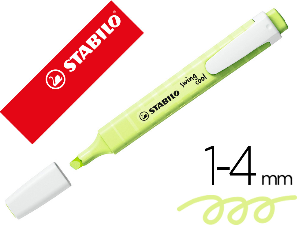 SURLIGNEUR STABILO SWING COOL PASTEL EDITION FORMAT STYLO   POINTE BISEAUTEE TRACE 1/4MM  CLIP COLORIS ZESTE DE CITRON