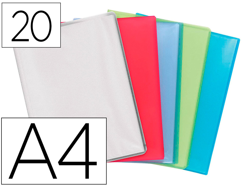 PROTEGE-DOCUMENTS EXACOMPTA CHROMALINE A4 POLYPROPYLENE   SEMI RIGIDE COUVERTURE SOUPLE 20 POCHETTES 40 VUES ASSORTIS