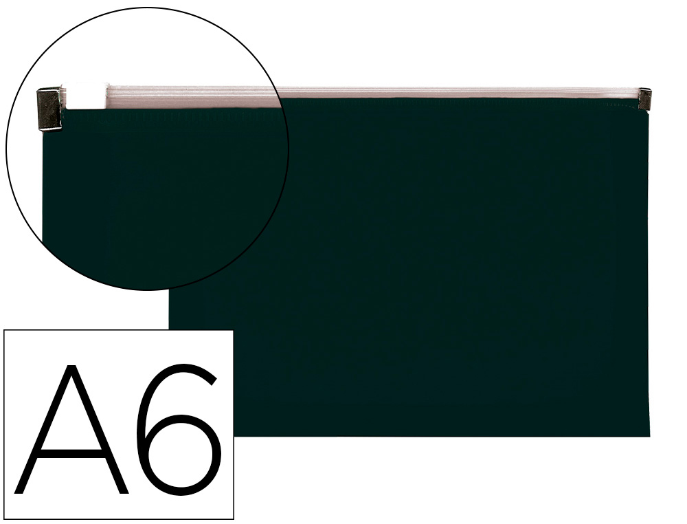 POCHETTE ENVELOPPE LIDERPAPEL POLYPROPYLENE 180 MICRONS A6  105X148MM FERMETURE ECLAIR    NOIR OPAQUE
