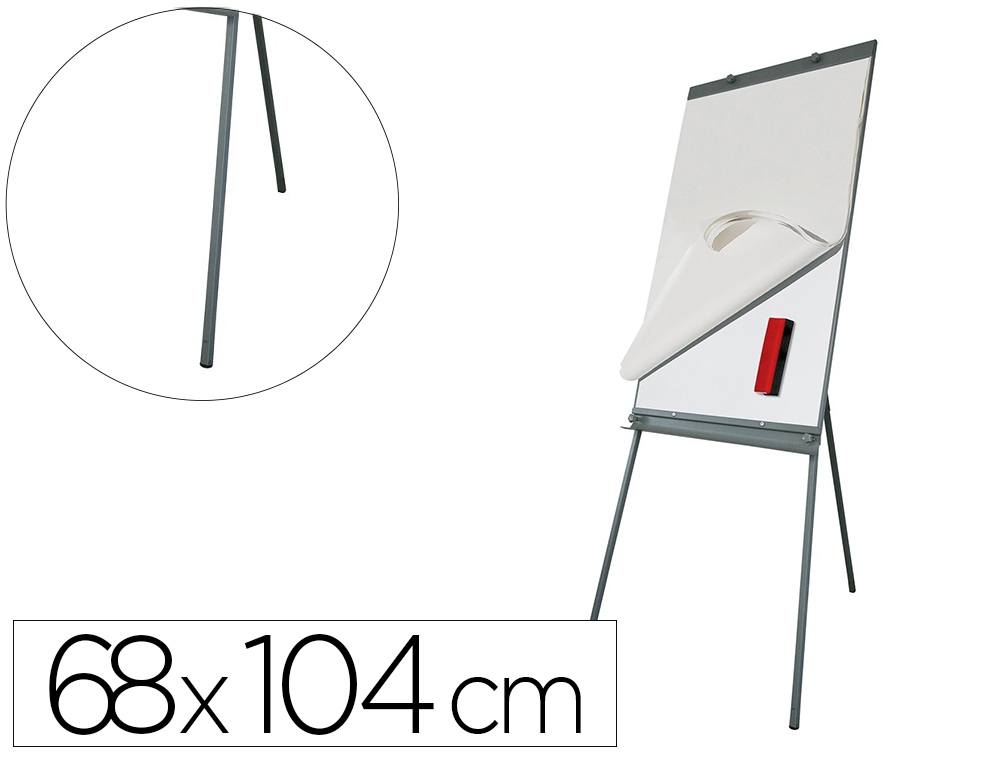 CHEVALET CONFERENCE JUVENILIA METAL PIED MOBILE SUR ROULETTE COLORIE BLANC ET NOIR