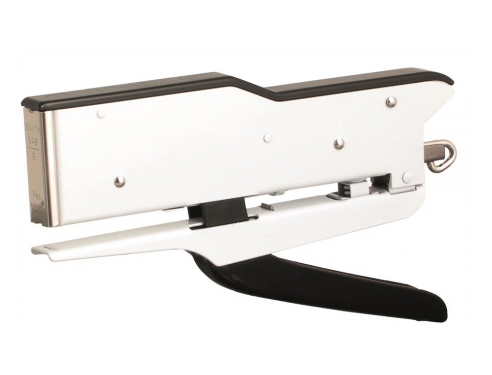 PINCE AGRAFEUSE ZENITH 548E MECANISME ET CORPS METAL CAPACITE 100 AGRAFES 6/4 - 6/6 COLORIS BLANC + 1 BOITE AGRAFES 6/4