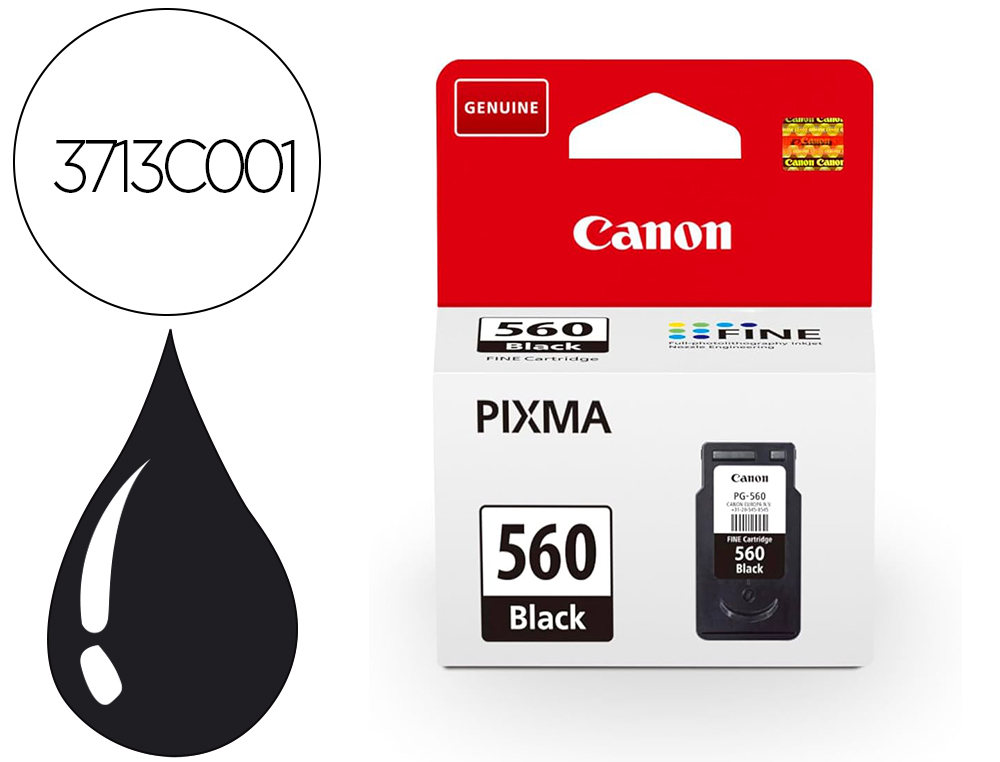 CARTOUCHE CANON PG-560 JET D'ENCRE POUR PIXMA TS5350 /   TS5351 / TS5352 / TS5353 NOIR 180 PAGES