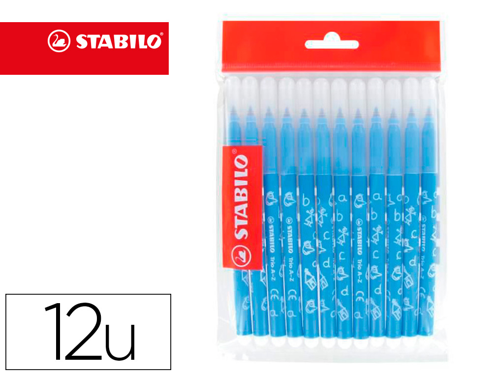 RECHARGE SCHOOLPACK FEUTRE DE COLORIAGE STABILO TRIO A-Z    ENCRE LAVABLE POINTE MOYENNE  12 UNIT BL CIEL BE15/278-37811
