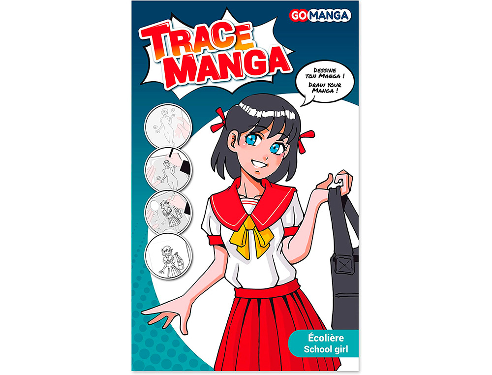 TRACE-MANGA GO MANGA 2 POCHOIRS SILHOUETTE A TRACER  TENUE VESTIMENTAIRE ET        ACCESSOIRES MODELE FILLE