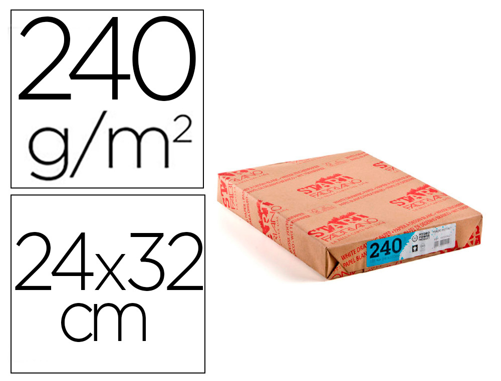 PAPIER DESSIN FABRIANO ST'ART 240G/M2 FORMAT 24X32CM 125    FEUILLES