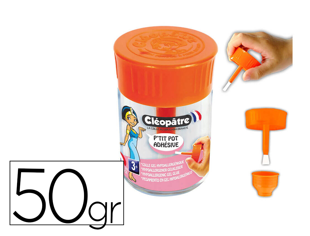 P'TIT POT CLEOPATRE COLLE ADHESIVE TRANSPARENTE         HYPOALLERGENIQUE 50 GR        PINCEAU INTEGRE