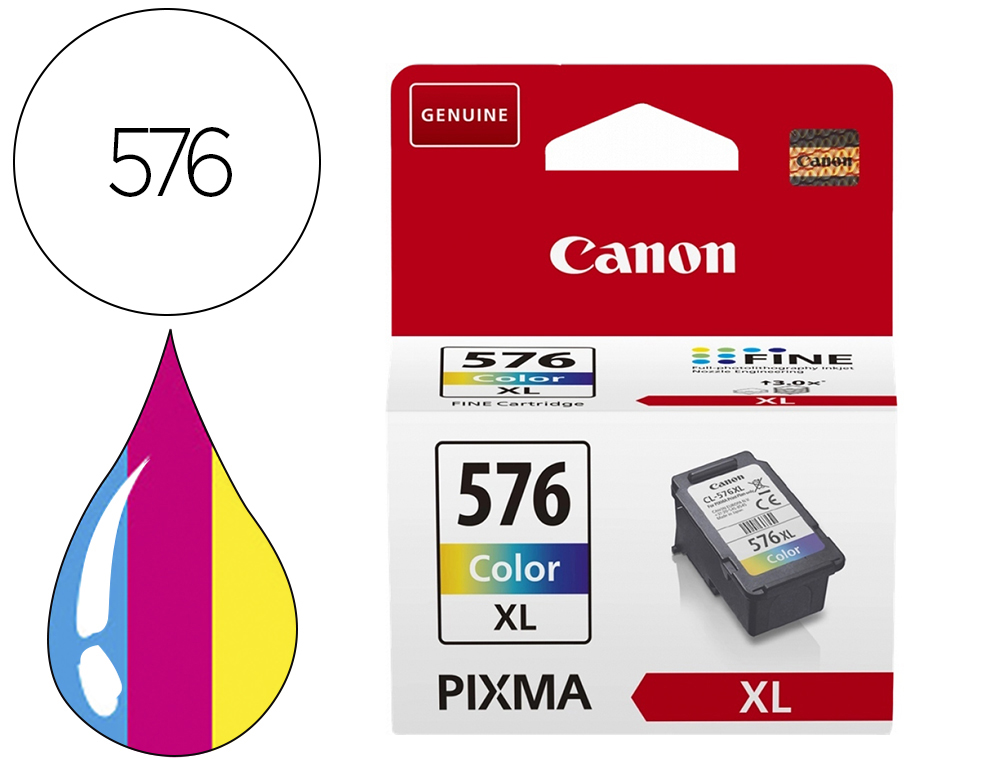 CARTOUCHE CANON JET D'ENCRE ORIGINAL 5441C001 CL-576XL    RENDEMENT ELEVE 300P 3        COULEURS CYAN/MAGENTA/JAUNE