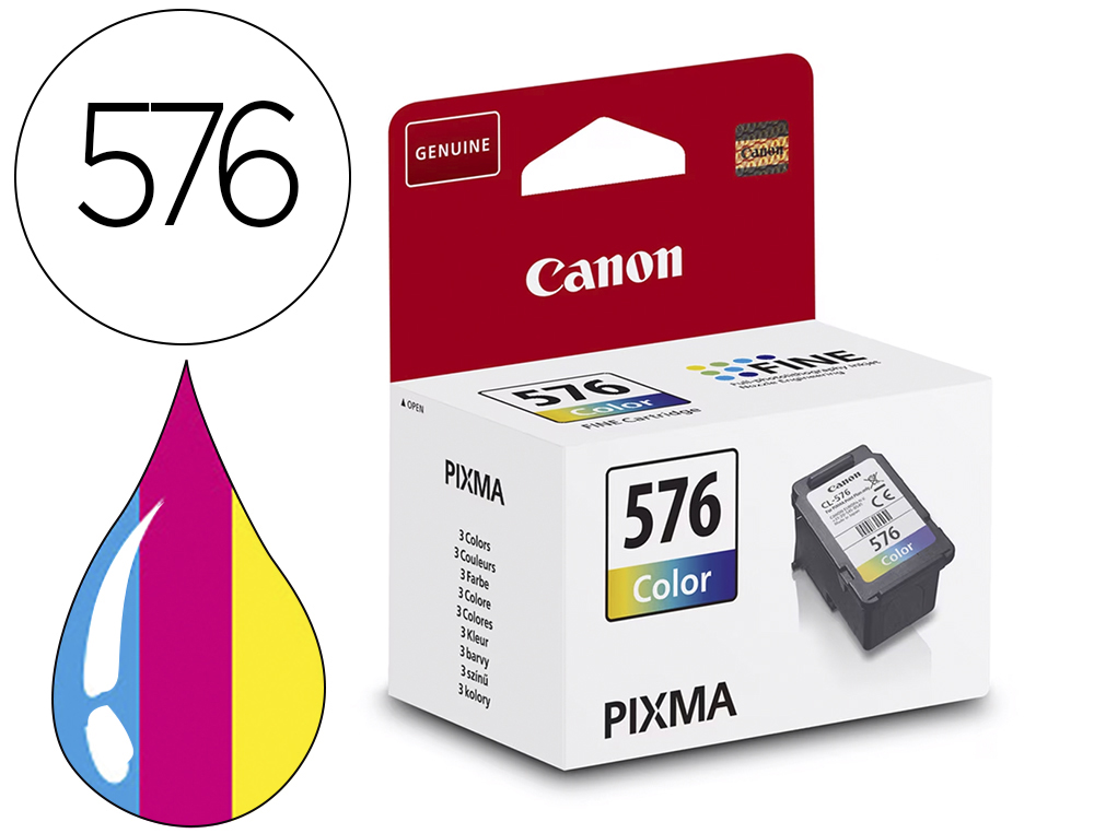 CARTOUCHE CANON JET D'ENCRE ORIGINAL 5438C001 CL-576 100P 3 COULEURS CYAN/MAGENTA/JAUNE