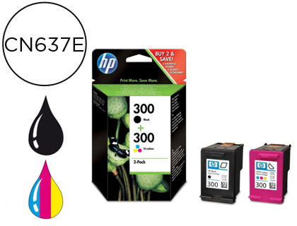 CARTOUCHE HP 300 JET D'ENCRE CN637EE 4 COULEURS NOIR/JAUNE/CYAN/MAGENTA 365P