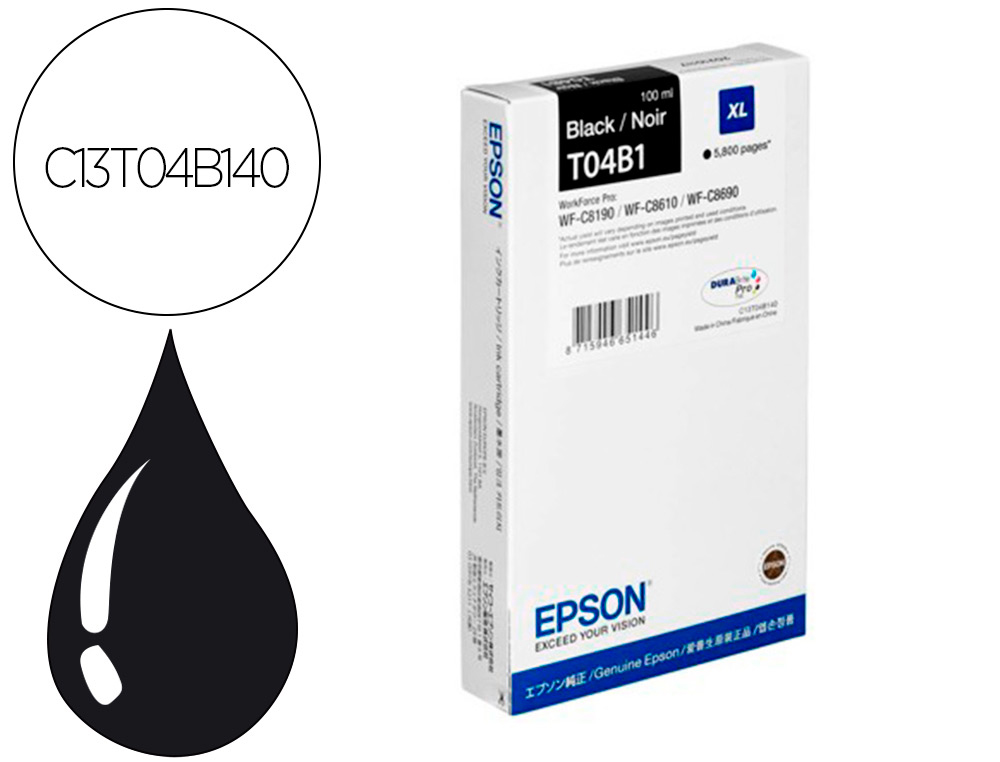 CARTOUCHE ENCRE  EPSON WF-C81XX / WF-C86XX XL NOIR