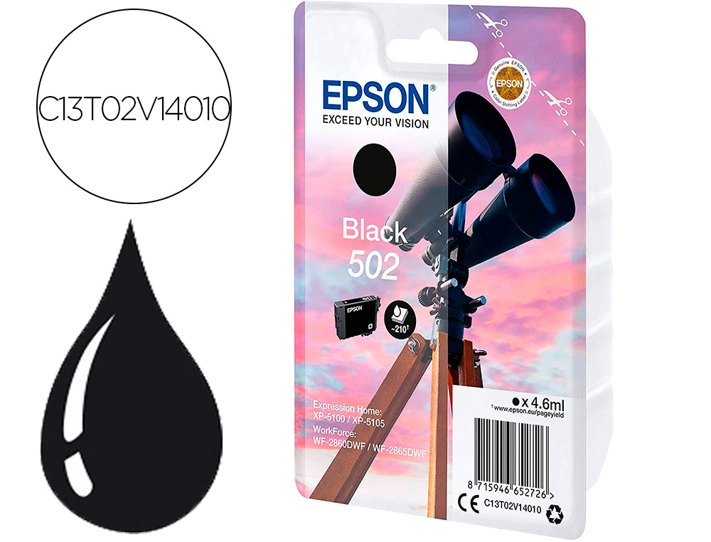 CARTOUCHE ENCRE  EPSON SINGLEPACK 502 INK NOIR