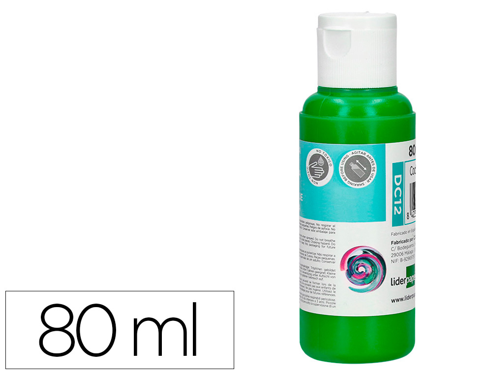 PEINTURE ACRYLIQUE LIDERPAPEL COLORIS VERT BOUTEILLE 80ML