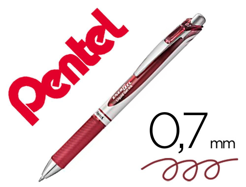 ROLLER PENTEL A ENCRE GEL ENERGEL RETRACTABLE POINTE    0.7MM COLORIS BORDEAUX