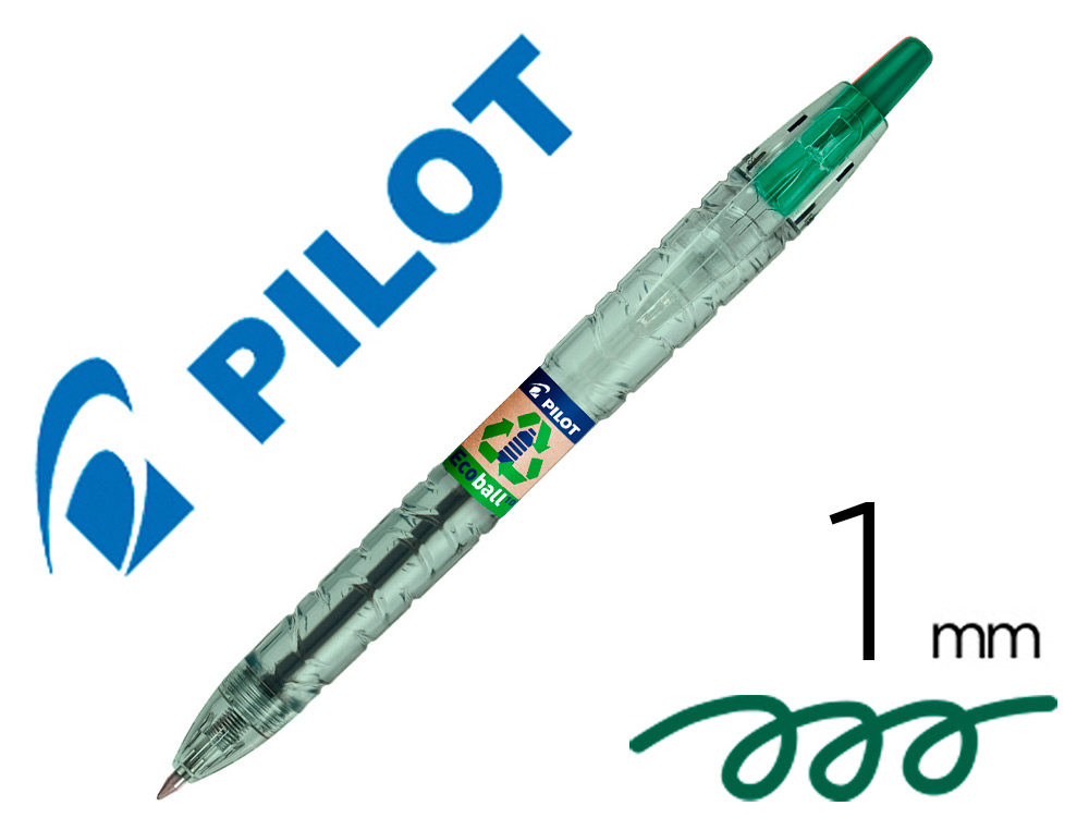 STYLO-BILLE PILOT B2P ECOBALL BEGREEN RETRACTABLE           RECHARGEABLE. POINTE MOYENNE. COLORIS VERT