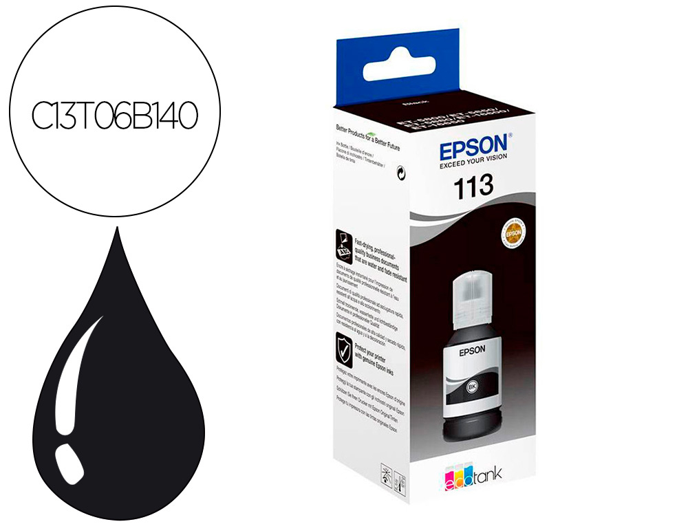 CARTOUCHE ENCRE EPSON ECOTANK C13T06B140 T113 NOIRE