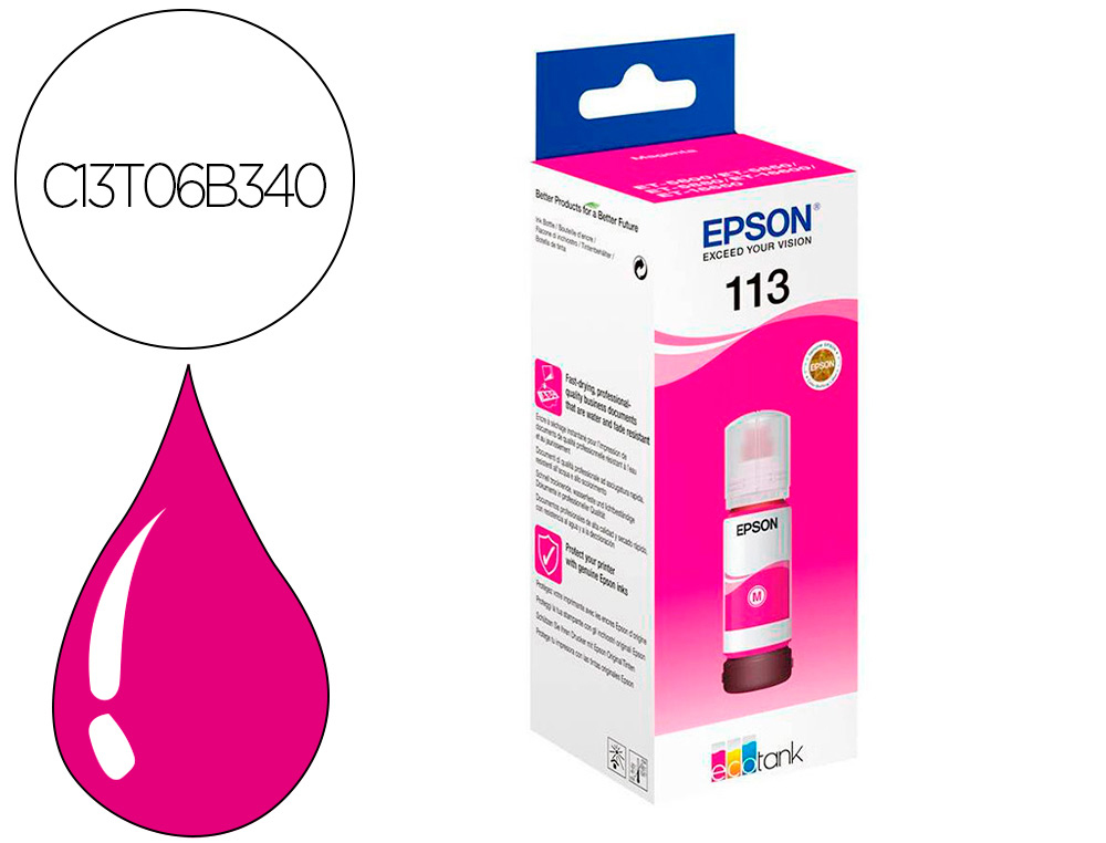 CARTOUCHE ENCRE EPSON ECOTANK C13T06B340 T113 MAGENTA