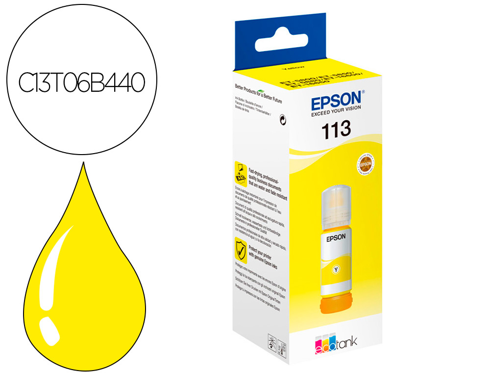 CARTOUCHE ENCRE EPSON ECOTANK C13T06B440 T113 JAUNE