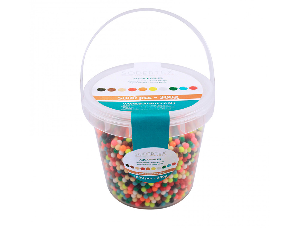 MAXI PACK D'AQUAPERLES SODERTEX - 3 X 3 MM - 5000    PCS - 10 COLORIS