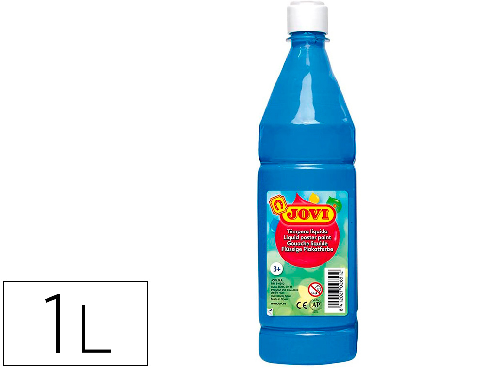GOUACHE JOVI LIQUIDE BOUTEILLE 1000 ML. BLEU CYAN.